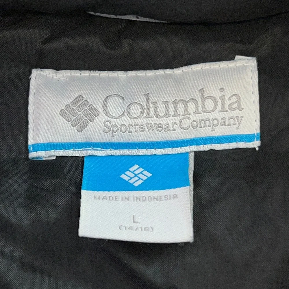 Columbia Boys Large 14/16 Black Grey Insulated Hooded Puffer Jacket SB5836